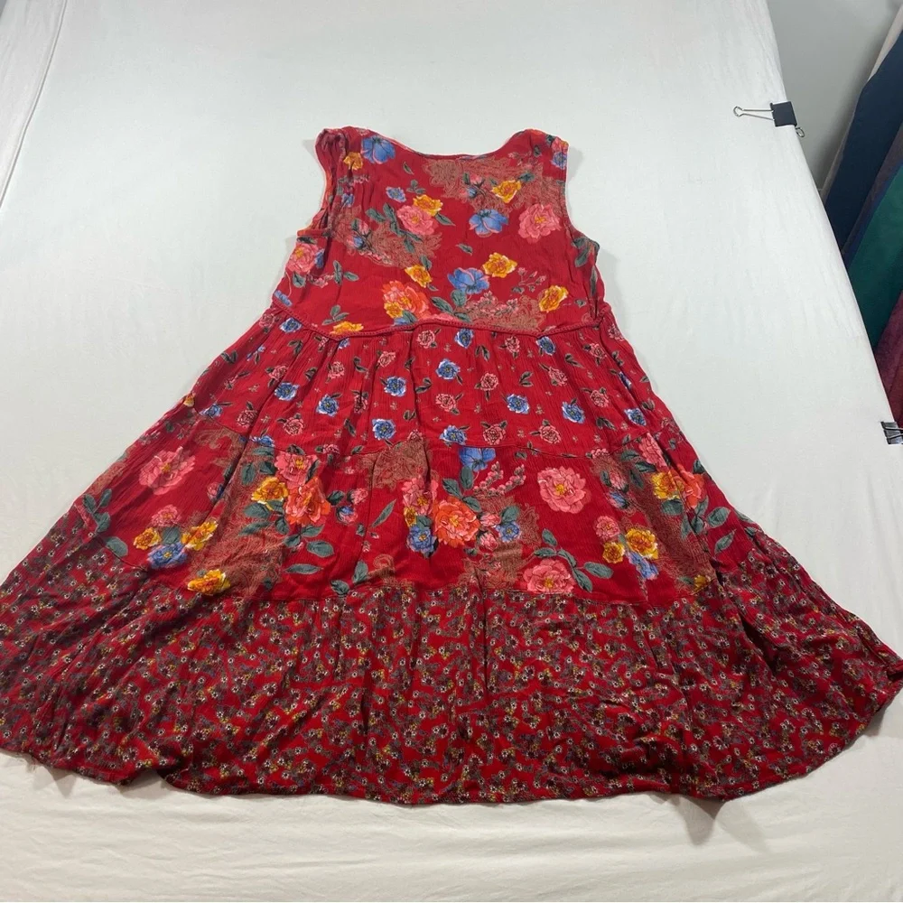 Not For Sale  Red Floral Boho Dress Sleeveless Medium Women’s Dress - Picture 9 of 9